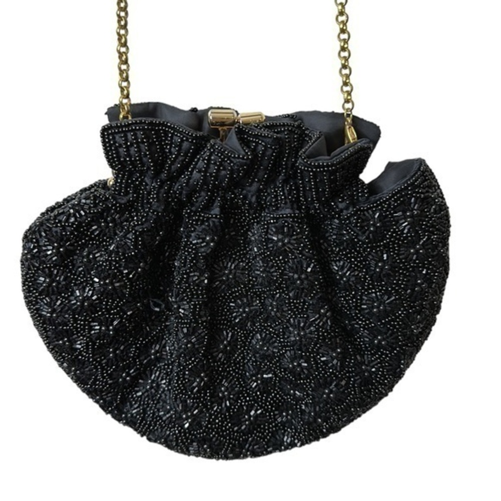 Inge Christopher Vintage Black Beaded, Formal Bag Purse